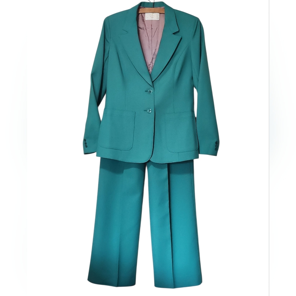 Levi's Vintage 70's Teal Blazer & Pant Leisure Suit High Waist Size 10/12